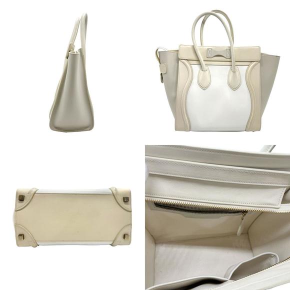 Celine Luggage White Tan Leather Shopper Handbag Micro - Picture 1 of 5